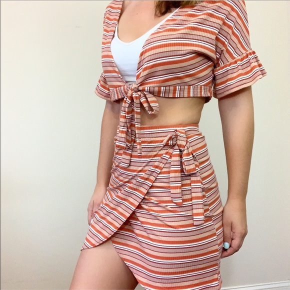 'Stripe Right' Two Piece Mini Skirt - Picture 2 of 6